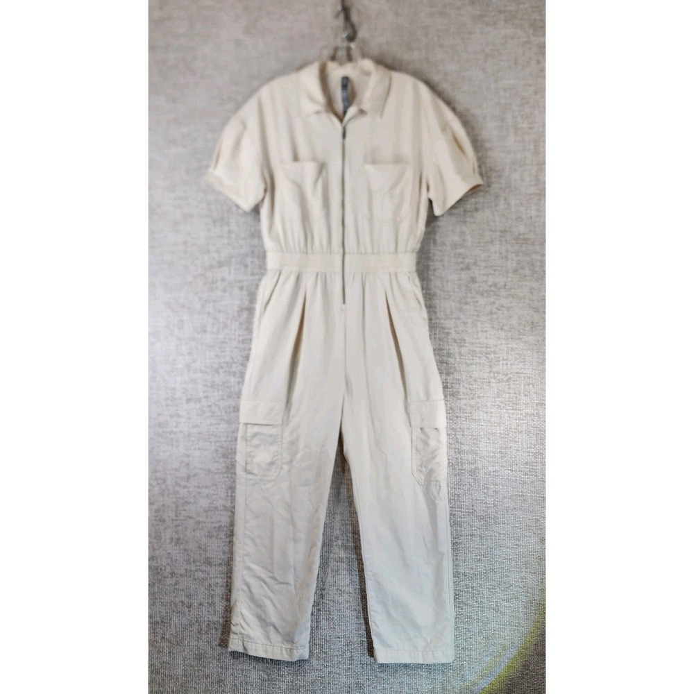 VUORI Short Sleeve Coastline Jumpsuit Womens S Off White Beachy Travel VW4088‎